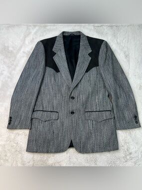 Dallas Paragon Mens 43R Gray Wool Silk Western Blazer Sport Coat Cowboy Vintage